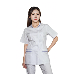 Customized pure white women's short-sleeved nurse clinic uniform design small business collar nurse uniform nursing uniform double side pocket nurse uniform J's Medical NU085 Customized pure white women's short-sleeved nurse clinic uniform design small business collar nurse uniform nursing uniform double side pocket nurse uniform J's Medical NU085